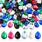 180Pcs 6 Colors Acrylic Rhinestone Flat Back Cabochons, Faceted, Bottom Silver Plated, Teardrop, Mixed Color, 14x10x3~3.5mm, 30pcs/color