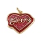 Word Love Theme Brass Enamel Pendants, with Glitter Powder and Jump Ring, Rack Plating, Cadmium Free & Lead Free, Long-Lasting Plated, Real 18K Gold Plated, Heart, 16x28.5x2.5mm, Hole: 3.2mm