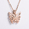 Elegant Stainless Steel Hollow Butterfly Pendant Necklaces for Women, Rose Gold
