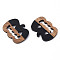 Resin & Walnut Wood Filigree Joiners, Pumpkin Jack-O'-Lantern, for Halloween, Black, 22x29.5x3mm