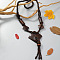 Bohemian Style Coconut & Wood Beaded Pendant Y Necklaces, Coconut Brown, Rhombus, 31.50 inch(80cm)