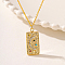 Brass Pendant Necklaces, Real 18K Gold Plated, Rectangle, 17.72 inch(450mm)