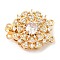 Brass Micro Pave Clear Cubic Zirconia Box Clasps, 2-Strand, 4-Hole, with Clear Glass Rhinestone, Flower, 19.5x24.5x9mm, Hole: 1.5mm