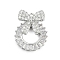 Brass Cubic Zirconia with Glass Pendants, Cadmium Free & Nickel Free & Lead Free, Bowknot Charms, Platinum, 19.5x15.5x6mm, Hole: 1.4mm