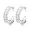 Rack Plating Brass Micro Pave Cubic Zirconia Cuff Earring, Cadmium Free & Lead Free, Long-Lasting Plated, Platinum, 15.5x4x13mm