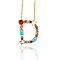 Golden Brass Micro Pave Cubic Zirconia Initial Pendants Necklaces, with Cable Chains, Colorful, Letter, Letter.D, 17.9~18.1 inch(45.5~46cm)x1.5mm, LetterD: 21x17x6mm