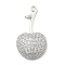 Brass Micro Pave Cubic Zirconia Pendants, Cherry Charms, Rack Plating, Long-Lasting Plated, Lead Free & Cadmium Free, Platinum, 27.5x14.5x5.5mm, Hole: 1.5mm