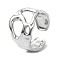 304 Stainless Steel Cuff Rings, Wide Band Rings, Stainless Steel Color, Adjustable, 15mm
