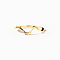 Wave Shaped 925 Sterling Silver Micro Pave Clear Cubic Zirconia Finger Rings, Golden, US Size 8(18.1mm)