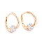 Clear Cubic Zirconia Hoop Earrings, Brass Jewelry for Women, Cadmium Free & Lead Free, Real 14K Gold Plated, 16.5x17x2~8mm, Pin: 1mm