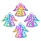Ion Plating(IP) 201 Stainless Steel Pendants, Angel, Rainbow Color, 50x49x1mm, Hole: 4x9mm