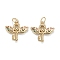 Brass Enamel  Pendants, with Jump Ring, Long-Lasting Plated, Lead Free & Nickel Free & Cadmium Free, Key, Real 18K Gold Plated, 16x17x3mm, Jump Ring: 5x1mm, 2.5mm Inner Diameter
