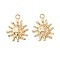 Brass Micro Pave Cubic Zirconia Pendants, Cadmium Free & Nickel Free & Lead Free, Sun, Real 18K Gold Plated, 16x12x2.5mm, Hole: 1.4mm