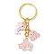 Ocean Alloy Enamel Keychain, with Iron Split Key Rings, Octopus & Shark & Dolphin, Pink, 6.9cm