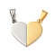Ion Plating(IP) 304 Stainless Steel Split Pendants, Couple Pendants, Heart Charm, Golden & Stainless Steel Color, 23x24.2x3mm, Hole: 9x5.5mm