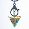 Chakra Theme Orgonite Pyramid Resin Energy Generators Pendant Keychain, Reiki Synthetic Turquoise Chips Inside for Car Bag Decoration, 3cm