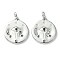 Rack Plating Brass Micro Pave Cubic Zirconia Pendants,  Long-Lasting Plated, Lead Free & Cadmium Free, Flat Round with Evil Eye, Platinum, 17x15x1.8mm