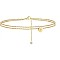 Heart Brass with Crystal Rhinestone Anklets, Golden, Letter F, 9-1/8 inch(230mm)