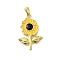 Rack Plating Brass Pendants, with Enamel, Lead Free & Cadmium Free, Long-Lasting Plated, Sunflower Charm, Real 18K Gold Plated, 24x16x2mm, Hole: 5x2mm