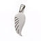 Tarnish Resistant 304 Stainless Steel Pendants, Wing, Stainless Steel Color, 21.5x8x1.5mm, Hole: 2.5x4.5mm