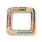 Rack Plating Brass Micro Pave Cubic Zirconia Twister Clasps, Cadmium Free & Lead Free, Long-Lasting Plated, Real 18K Gold Plated, Square, Colorful, 20x20x3mm