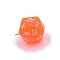 Transparent Acrylic Pendants, with Platinum Plated Iron Loops, 20 Sided Dice Charm, Orange, 27x21mm