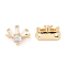 Brass Connector Charms, Cadmium Free & Nickel Free & Lead Free, with Clear Glass, Oval Links, Real 18K Gold Plated, 10.5x13x7.5mm, Hole: 1.2mm