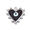 Brass Enamel Pendants, Cadmium Free & Nickel Free & Lead Free, with ABS Imitation Pearl, Heart with Evil Eye Charm, Real Platinum Plated, 26.5x26.5x3.5mm, Hole: 2mm