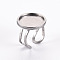 Tarnish Resistant 201 Stainless Steel Cuff Ring Findings, Round Bezel Cup Ring Settings, Laser Cut, Stainless Steel Color, Tray: 18mm, US Size 7 1/4(17.5)~US Size 8(18mm)