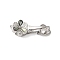 Brass Micro Pave Clear Cubic Zirconia Fold Over Clasps, Cadmium Free & Nickel Free & Lead Free, with Abalone Shell, Flower, Platinum, 29mm, Hole: 1.2mm