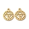 Ion Plating(IP) Chakra Theme 304 Stainless Steel Charms, Manual Polishing, Vishuddha Chakra, Golden, 14.5x12x1mm, Hole: 1.6mm