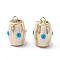 Brass Enamel Pendants, Cadmium Free & Nickel Free & Lead Free, Real 18K Gold Plated, Barrel with Evil Eye Charms, White, 25x16.5x16mm, Hole: 2.2mm