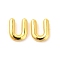 Brass Hollow Out Initial Letter Stud Earrings for Women, Real 18K Gold Plated, Lead Free & Cadmium Free, Letter.U, 7x6x1.5mm, Pin: 0.8mm