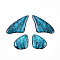 2 Pair 2 Sizes Epoxy Resin Butterfly Wing Pendants, with Silver Foil, for DIY Earrings Makings, Steel Blue, 23~39x19~20x2mm, Hole: 1mm, 2 Pair/Set