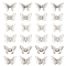 24Pcs 6 Style DIY Brass Filigree Pendants, with Crystal Rhinestone, 3D Butterfly, Platinum, 12~22.5x20~26x3.5~7mm, Hole: 1~1.6mm, 4pcs/style