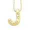 Brass & Plastic Pearl Letter Pendant Box Chain Necklaces for Women, Real 18K Gold Plated, Letter J, 17.64 inch(44.8cm)
