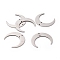 Non-Tarnish 201 Stainless Steel 2-Loop Link Pendants, Laser Cut, Crescent, Stainless Steel Color, 26x30x1mm, Hole: 1.2mm