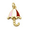 Brass Enamel Charms, with Jump Rings, Umbrella Charms, Real 18K Gold Plated, Cadmium Free & Nickel Free & Lead Free, Colorful, 14.5x10x4mm, Hole: 2mm