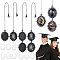 8Pcs 2 Styles Alloy Pendant Cabochon Settings, with Brass Chain Extender, Memorial Photo Pendants for Cap, with 12Pcs Oval Glass Cabochons, Electrophoresis Black, Tray: 25x18mm, 210~250mm, 4pcs/style
