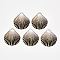 Transparent Acrylic Links connectors, with Plated Bottom, Scallop Shape, Coconut Brown, 35x32x5mm, Hole: 1.2mm