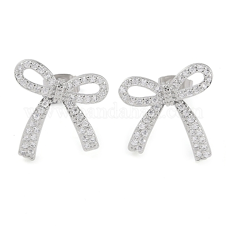 Женские серьги-гвоздики из латуни с прозрачным фианитом EJEW-S225-04P-1