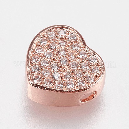 Латунные микро проложить кубического циркония бусы KK-I614-055RG-1