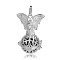 Silver Color Plated Brass Hollow Round Cage Pendants, with No Hole Spray Painted Brass Beads, Black, 43x31x20mm, Hole: 3x8mm