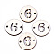 Unfinished Natural Poplar Wood Links Connectors, Laser Cut, Flat Round with Number, Num.6, 29.5x2.5mm, Hole: 2.5mm