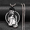 201 Stainless Steel Enamel Pendant Necklaces, Cat Shape, Stainless Steel Color, 19.37 inch(49.2cm)