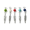 Synthetic Turquoise Dyed Pendants, Antique Silver Plated Alloy Charms, Mixed Color, Feather, 39mm, Pendant: 28.5x4.5x2mm, Hole: 4.5mm