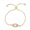 Natural Cultured Freshwater Pearl Slider Bracelets, with Brass Chain, Horse Eye, Light Gold, Inner Diameter: 2-3/8~2-7/8 inch(6.1~6.3cm)
