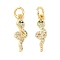 Brass Micro Pave Cubic Zirconia Pendants, Cadmium Free & Nickel Free & Lead Free, Snake Charms, with Jump Ring, Real 18K Gold Plated, 17x5.5x3mm, Hole: 3.5mm