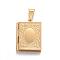 Ion Plating(IP) 316 Surgical Stainless Steel Locket Pendants, Rectangle, Real 18k Gold Plated, 26x19x4.5mm, Hole: 9x5mm, Inner: 15x10mm