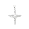 Eco-friendly Rack Plating Brass Micro Pave Cubic Zirconia Pendants, Cadmium Free & Lead Free, Long-Lasting Plated, Religion Cross Charm, Platinum, 21x13x3.5mm, Hole: 1.5x3mm